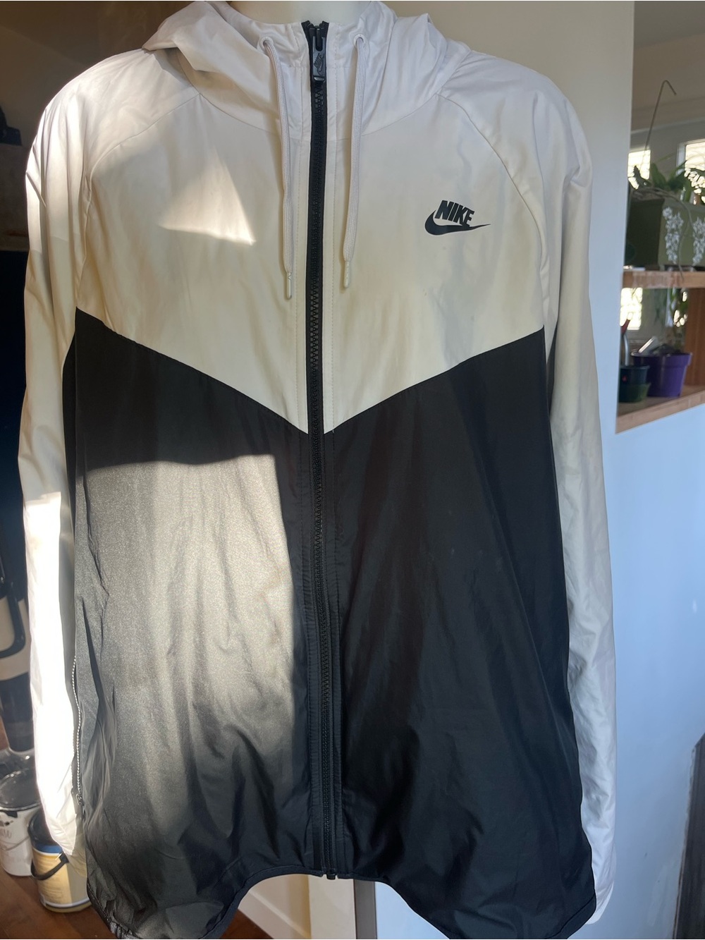 Nike Black & White Windbreaker Jacket Hooded Size 2X